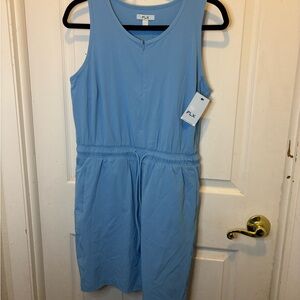 FLX Women's Venice Blue Midi Athletic Dress with Shorts & Pockets